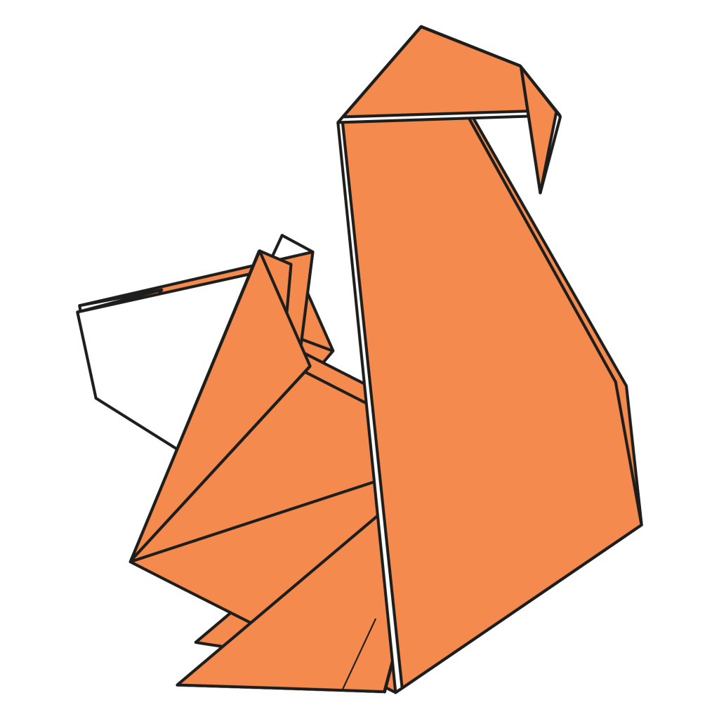 origami squirrel paper fold completed