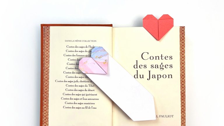 how to fold an origami heart bookmark