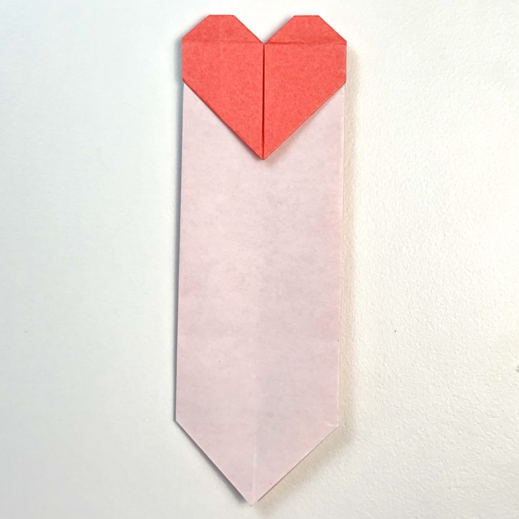 origami heart bookmark completed