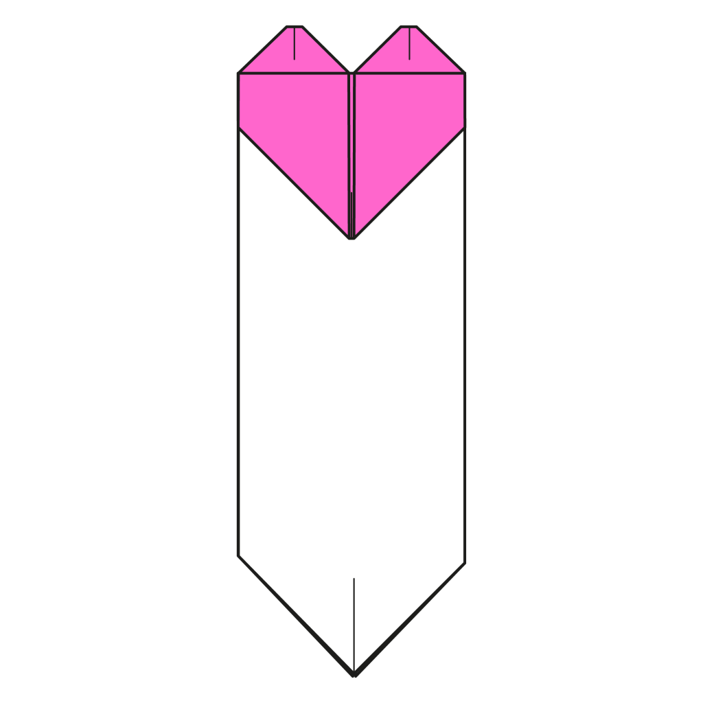 origami heart bookmark diagram completed