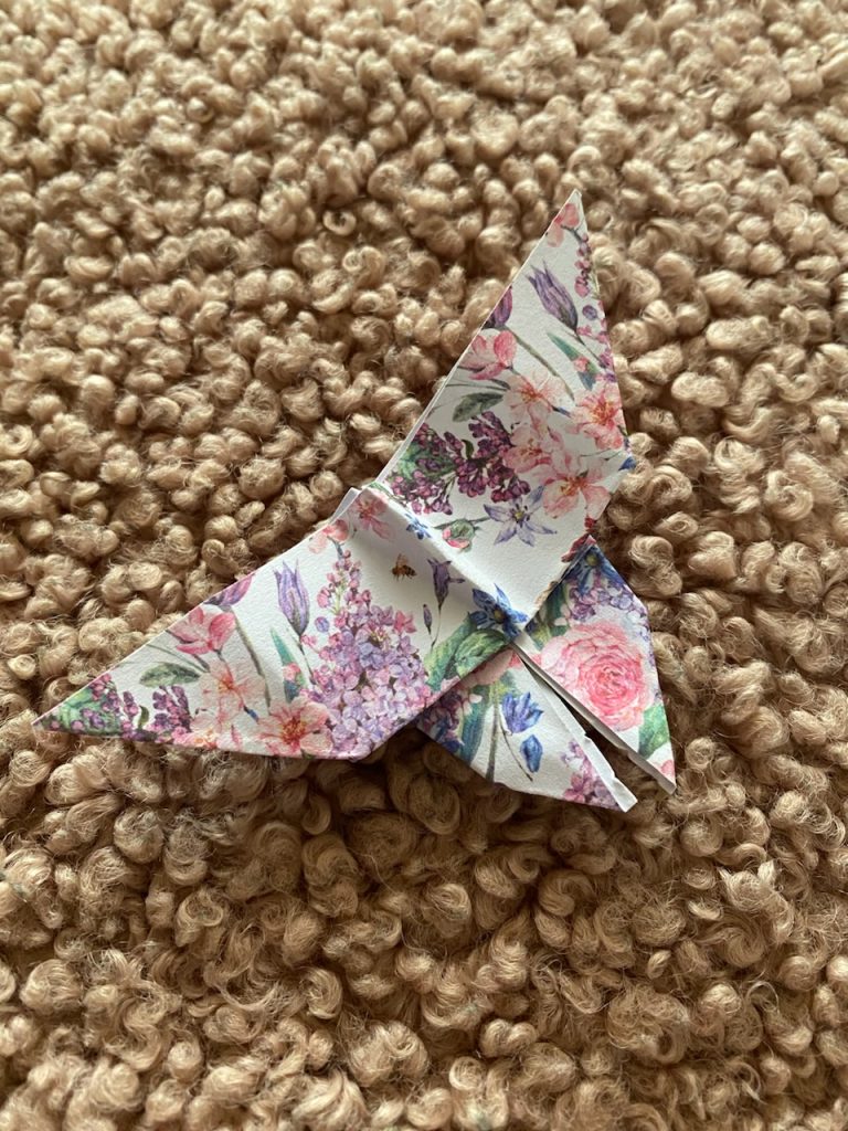 origami butterfly with flower pattern