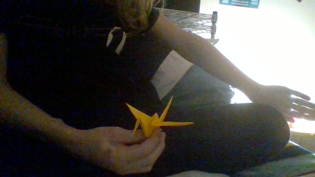 yellow origami crane