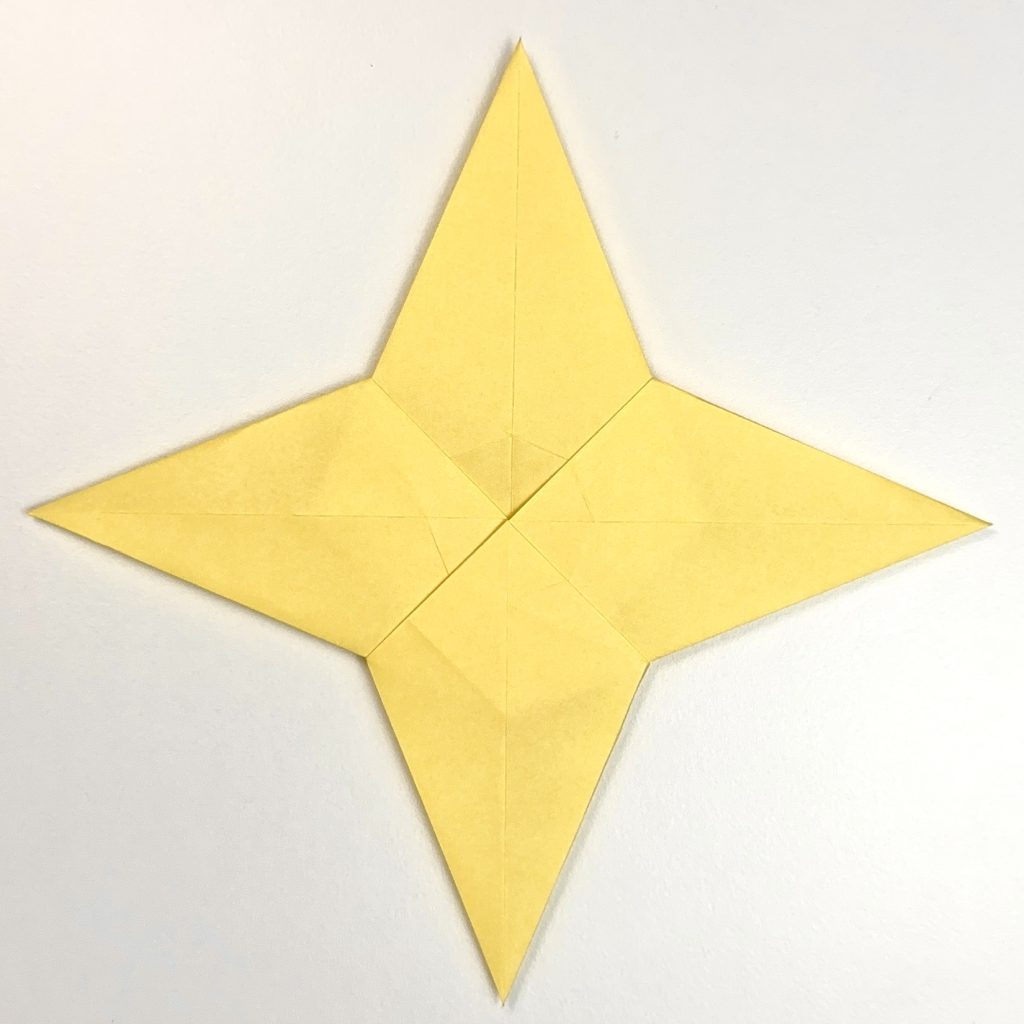origami 4-pointed star completed