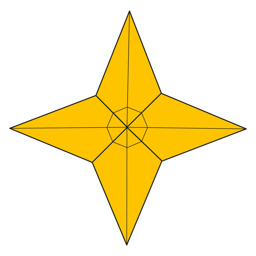 origami 4-pointed star diagram completed