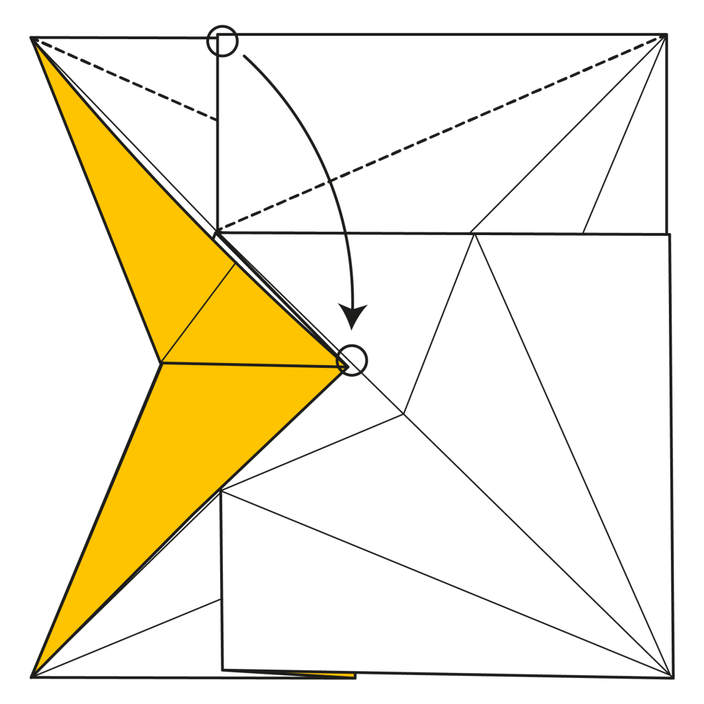 origami 4-pointed star diagram step 17