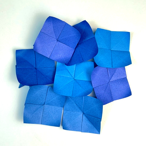 completed origami hydrangea flower ball