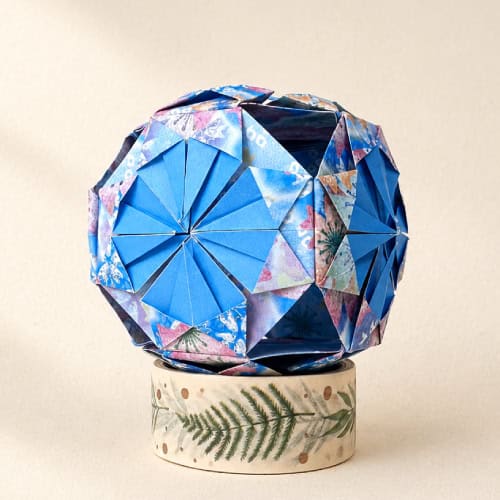 completed origami kusudama chrysanthemum